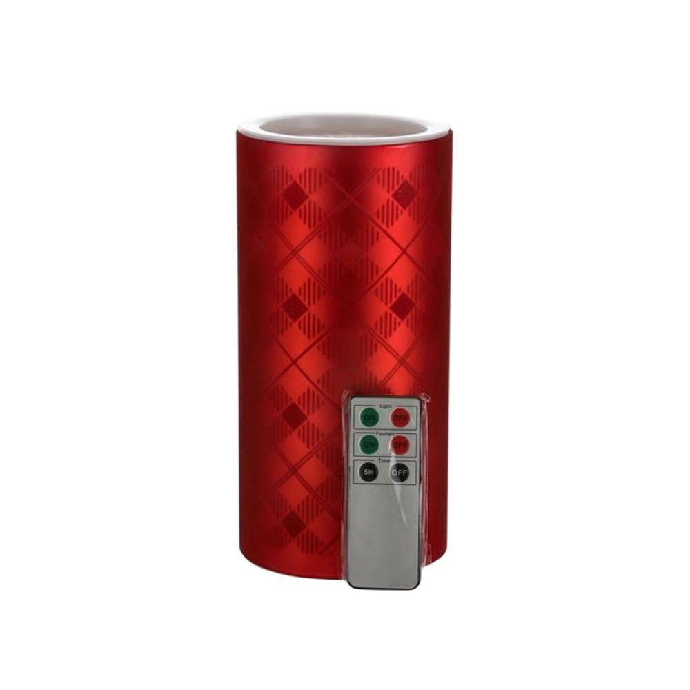 Valerie Parr Hill Red Metallic Plaid Illuminated Tabletop Fountain with Remote